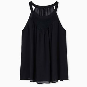 Torrid Black Chiffon Goddess Smocked Tank, Size 2